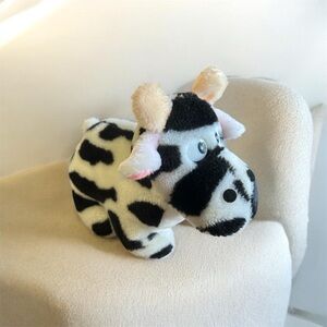 Plush Cow Toy Black and White 14” Long EUC